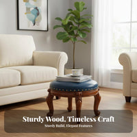 Round Wooden Stool sturdy Wood Round Four-Legged Stool Western design for Bedroom