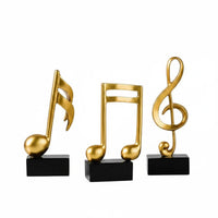 3 Pieces Music Note Statue Resin Music Note Figurine Gold Finish Musical Symbol Figurine for Study