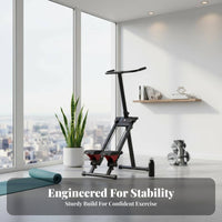 Anti-Slip Pedals Stair Climbing Exercise Machine Space-Saving Home Gym Stair Stepper Stable Triangular Structure Foldable Vertical Climber Low-Effect Cardio for Beginners, Adults, Seniors