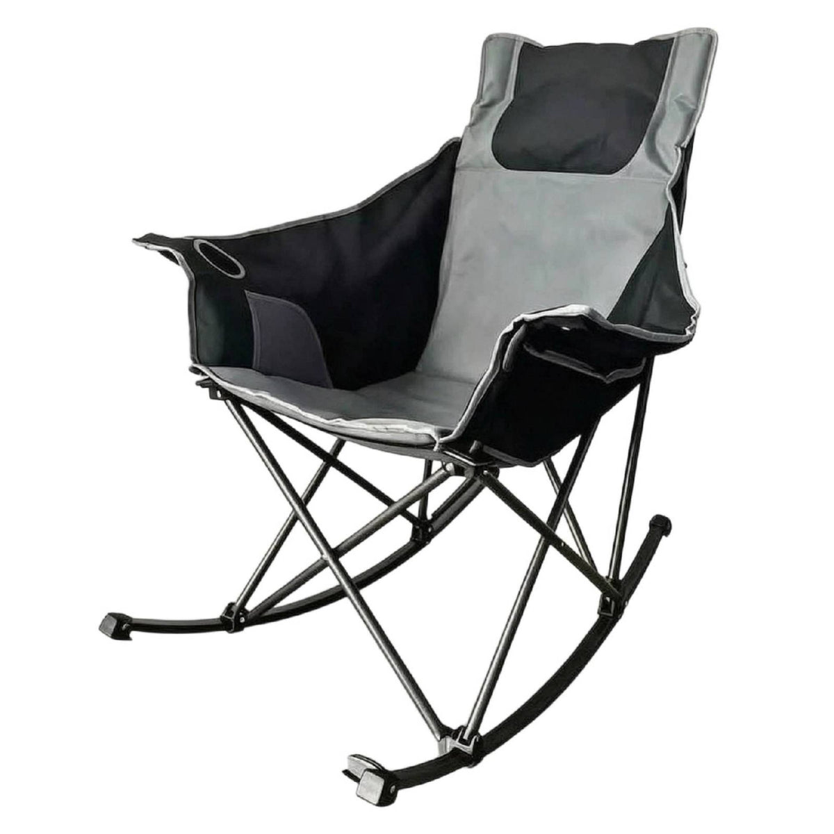 Portable Rocking Camping Chair High-Back Foldable Rocker Reclining Rocking Chair with Armrests Heavy-Duty for Backyard