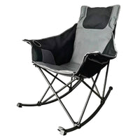 Portable Rocking Camping Chair High-Back Foldable Rocker Reclining Rocking Chair with Armrests Heavy-Duty for Backyard