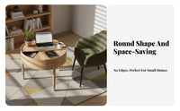 Round Rotating Storage Unit Nordic Aesthetic Living Room Centerpiece Multi-Functional Space-Saving for Seniors, Small Areas