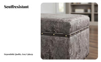 Multi-Functional Upholstered Storage Ottoman Long-Lasting Construction Lidded Storage Seat Vintage Studded Design Entryway Seating for Shop Owners, Apartment Dwellers, Retail Stow, Living Room, End of Bed, Waiting Area