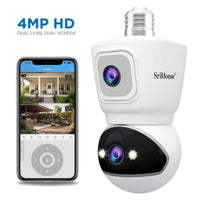 SriHome 4MP Dual-Lens Bulb Security Camera, WiFi, EU Plug