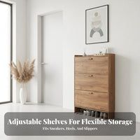 Tipping Bucket Shoe Storage Unit Space-Saving Flip Drawer Shoe Storage Unit Large Capacity for Apartment Dwellers, Homeowners, Hallway, Living Room