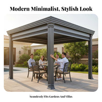 Modern Garden Gazebo Heavy Duty Aluminum Pergola Rustproof Waterproof Outdoor Canopy for Property Managers, Business Owners, Courtyard, Backyard, Deck
