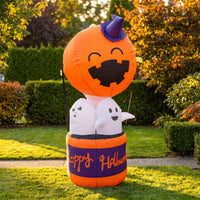 Inflatable with Pumpkin and Ghosts Inflate Pumpkin Ghost Inflatable Yard Decoration Self-Inflating Eye-Catching