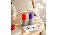 2 Pieces Compact Stamp with Motif Cylindrical Self-Inking Stamp with Ink Pad Round Ready to Use for Stationery Lovers, Planners, Notes, Desks