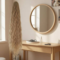 Drawstring Attachment Wavy Ponytail Adjustable Straps Heat Resistant Ponytail Extension Inner Net Wavy Hairpiece Long