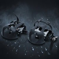 Nylon Straps Exercise Bike Pedals Textured Grip Surface Toe Strap Pedals Metal Body Toe Clip Pedal Curved Guard