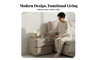 CumulusShaped End Table Cream and fashion Nightstand Rounded Corners for Young Adults
