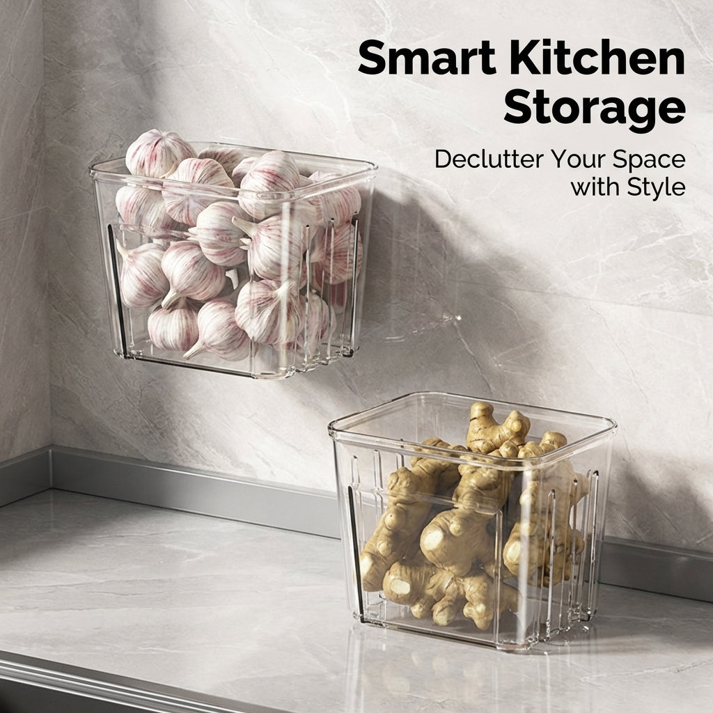 Kitchen Countertop Organizer for Pantry Storage, Transparent Rectangular Wall Holder for Students and Organizers