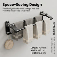 Bathroom Towel Storage and Rail for Homeowners, Space Aluminum Wall Mounted Rack, Kitchen Durable