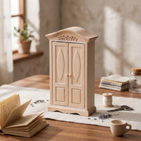 1:12 Scale Cabinet Hand-Carved Dollhouse Wardrobe Unfinished Wood Mini Wardrobe for Model Makers