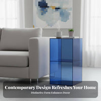 Colored Acrylic Cube Table Built-in Magazine Holder Clear Occasional Table