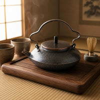Hand-Forged Kettle Fitted Lid Kitchen Vessel Arched Handle for Water Heating
