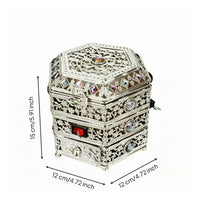 Electric Incense Burner Filigree Metal Incense Burner Electric Censer Gemstone Inlay Home Fragrance Lidded