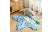 Cat Toy with Play Mat Feathered Feather Teaser Cat Toy Low-Height for Kittens