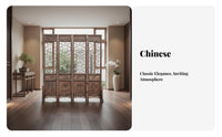 Chinese Design Wooden Screen Foldable Carved Wood Screen Movable Solid Wood Folding Partition for Homeowners, Restaurant Owners, Entrance Bedroom