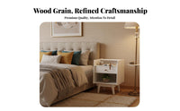 Compact Design Solid Wood Nightstand Sturdy Construction Solid Wood Bedside Table Rounded Corners Wooden Nightstand with Drawers Cable Management Hole for Apartment Dwellers, Homeowners, Adults, Guest Room, Home