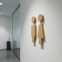 2 Pieces Wooden Toilet Sign Set Long-Lasting 3D Wood Toilet Symbols Easy To