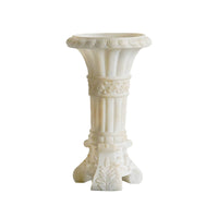 Sculpted Vase with Leaf Relief Decorative Column Vase Jade-Like for Hotel, Villa