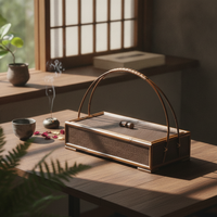 Tea Storage Box with Handle Woven Bamboo Tea Chest Portable for Home Display