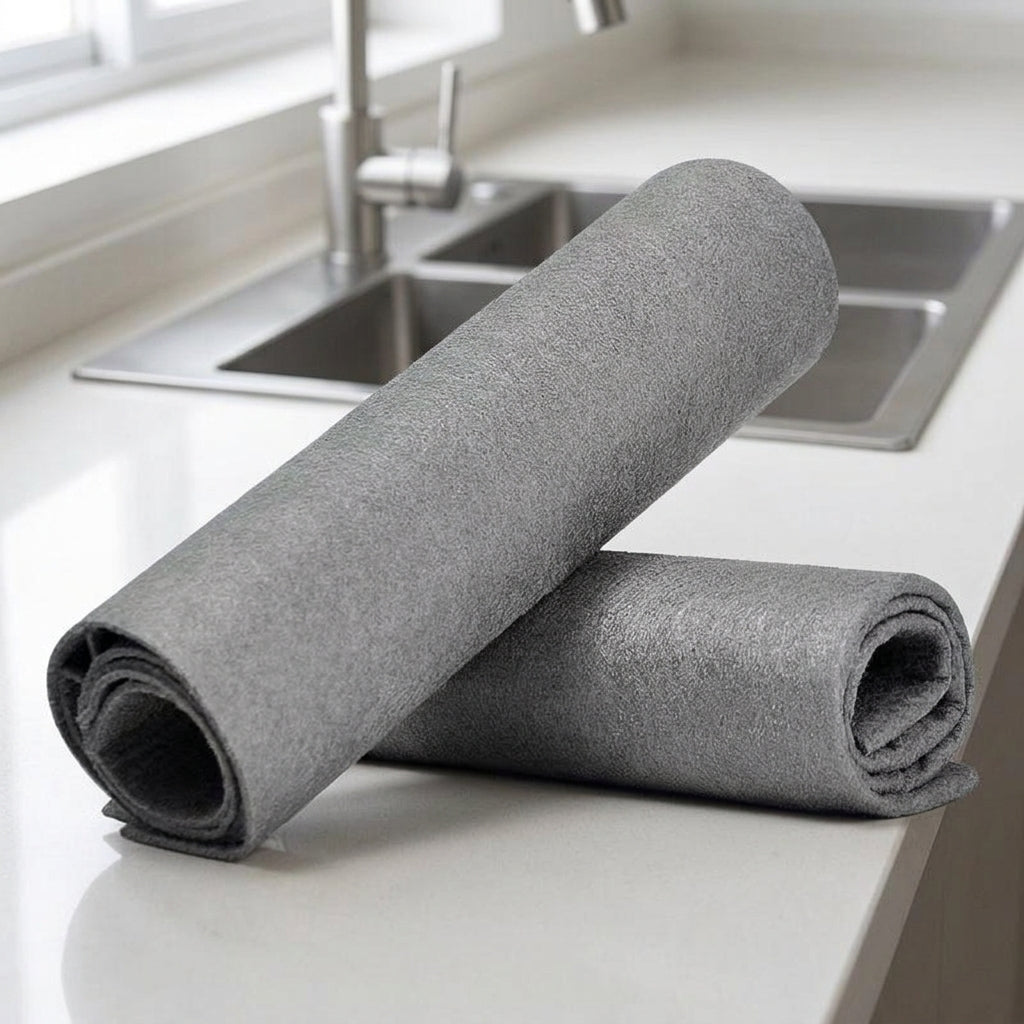 Nanoscale Microfiber Cleaning Cloth and Microfibre Cloth, Magic Cleaning Cloths for Glass and Mirrors, Lint-Resistant Water-Only Use