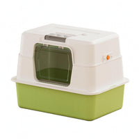 Oversized Litter Box White Hood Animal Toilet Included Scoop