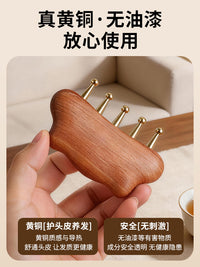 Brass Cloud-Shaped Five-Tooth Meridian Comb for Head Massage and Scraping
