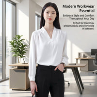Blouses for Women UK Long Sleeve Pullover Design, Wrinkle Resistant for Business Casual, Ladies Loose Fit Blouse with Pocket Detail