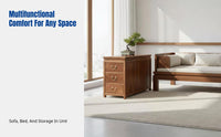 Song Style Luohan Bed, Sturdy Chinese Hardwood Pull-Out Sofa, Tranquil Elm, Living Room Multi-Drawer Storage Couch