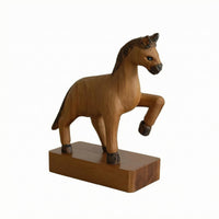 Prancing Horse Figurine Paulownia Wood Wooden Horse Figurine Vintage Style Home Decor for Entryway