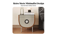 C-Shaped Snack Table Movable Nightstand With Storage Shelf for Bedroom, Students