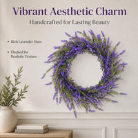 Seasonal Door Wreath for Front Door, Artificial Lavender Wreath 100-200cm, Flocked Violet & Green Home Decor