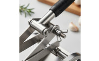 Heavy-Duty Garlic Cutter with Dual Pressing Arms Stainless Steel Garlic Guillotine Cutter Manual Kitchen Tool Lever-Style for Home Cooks, Chefs, Restaurant
