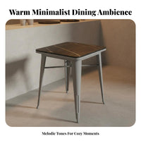 5 Pieces Industrial Dining Set Scratch Resistant Sintered Mineral Table and Chair Set Sturdy Construction Square Table Pre-assembled Style Suitable for Interior Designers Bar Commercial Spaces Modern Cafes Taverns