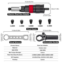 Electric Rivet Gun Adapter with Aluminum Body