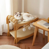 Double-Layer Cat Bed Scratch-Resistant 2-Tier Cat Hammock Woven Furniture for Cats, Kittens, Living Room, Bedroom