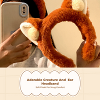 Plush Furry Ear Headband Cute Adjustable Women Gift Party