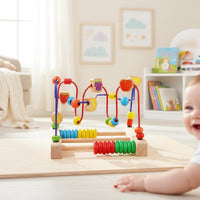 Threepath Bead Mazes Fine Motor Skills Wooden Bead Mazes Sensory Development Wooden Activity Toy for Young Children, Playroom