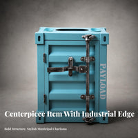Shipping Container Trash Bin Raised Paneling Outdoor Storage Locking Latch