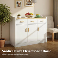 Multi-Door Table Thickened Panels Sideboard Strong Load-Bearing Storage Furniture for Office Workers, Hosts, Living Room, Kitchen, Entryway