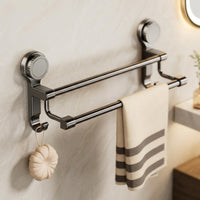 Bedroom Towel Bar and Hanging Rack for Washbasin, Space Aluminum Bathroom with No Drill Suction Cup Installation