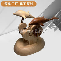 源头工厂-海豚伴侣手工原创实木摆件生日礼物节日跨境母亲节解压