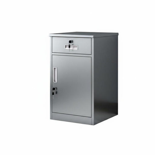 Bedside Nightstand Cabinet Stainless Steel Storage Cabinet Sturdy and Metal Nightstand Locker for Bedroom, Balcony, Garage