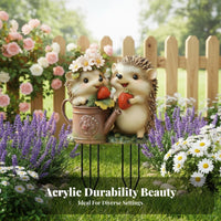 2D Acrylic Hedgehog Yard Art Hedgehog Garden Stake Weather-Resistant Animal Garden Insert for Gardeners, Patio, Flower Bed