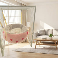Hanging Cat Bed and Hammock Bed, Soft Cloth Cat Hammock Swing with Rope Mount, Indoor Cage Accessory for a Sunbathing Pet to Lounge and Sleep