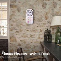 Non-Ticking Vintage Wall Clock Battery Operated Rectangular Hanging Clock Easy to Hang for Cafe Owners, Grandparents, Living Room, Bar, Home