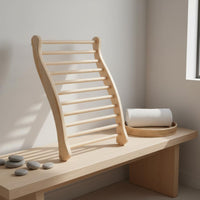 Solid Wood Steam Room Backrest Wave-Form Back Support for Spa